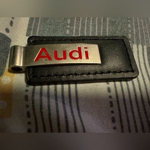 100% Authentic Genuine Leather Retro vintage Audi Keychain Vintage